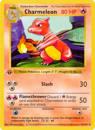 Charmeleon 024/102  - Unlimited Base Set Shadowless - Uncommon