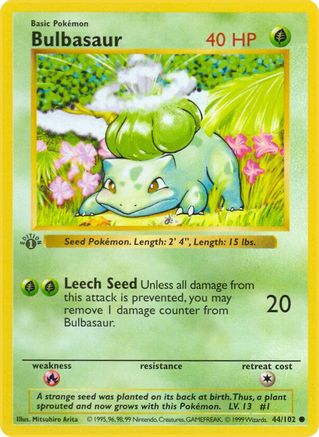Bulbasaur 044  - Unlimited Base Set Shadowless - Common