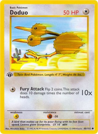 Doduo 048/102  - Unlimited Base Set Shadowless - Common