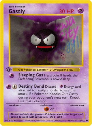Gastly 050/102  - Unlimited Base Set Shadowless - Common