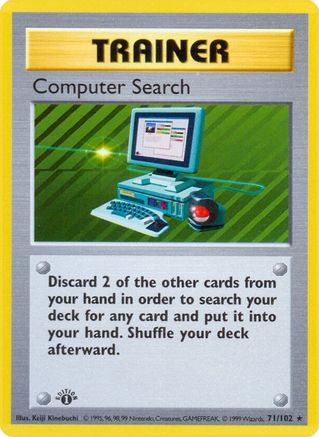 Computer Search 071/102  - 1st Edition Base Set Shadowless - Rare