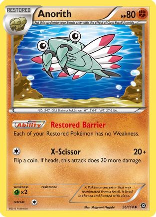 Anorith 056/114  - Reverse Holofoil XY  Steam Siege - Uncommon