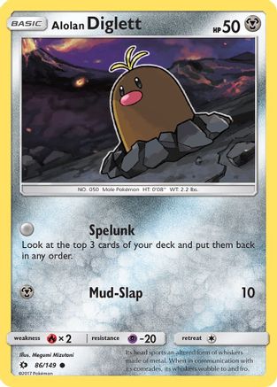 Alolan Diglett 086/149  - Reverse Holofoil SM Base Set - Common