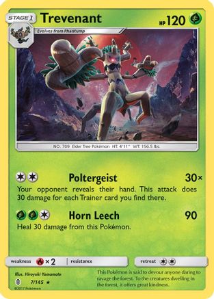 Trevenant 007/145  - Reverse Holofoil SM  Guardians Rising - Rare