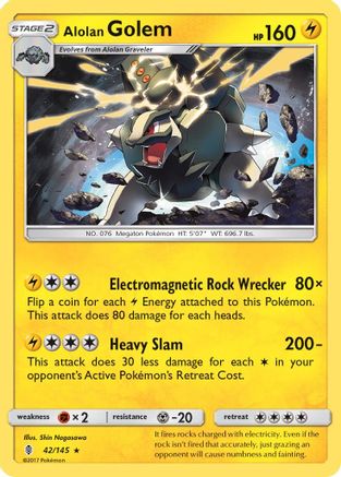 Alolan Golem 042/145 SM  Guardians Rising - Holo Rare