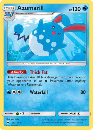 Azumarill 035/147  SM  Burning Shadows - Rare