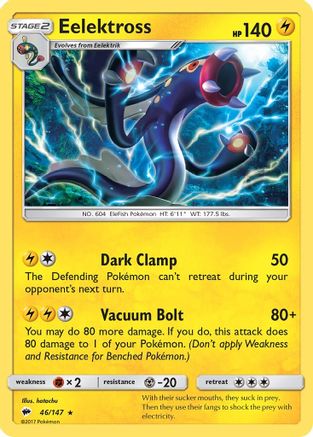 Eelektross 046/147  - Reverse Holofoil SM  Burning Shadows - Rare