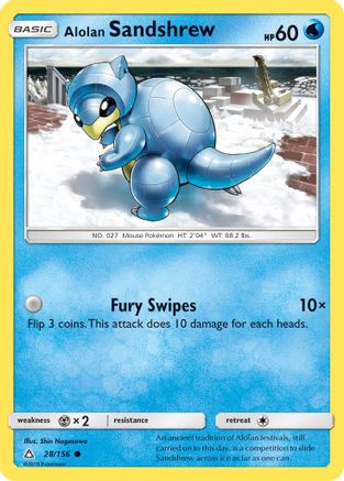 Alolan Sandshrew 028/156 SM  Ultra Prism - Common