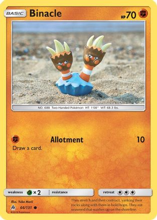 Binacle 066/131  - Reverse Holofoil SM  Forbidden Light - Common