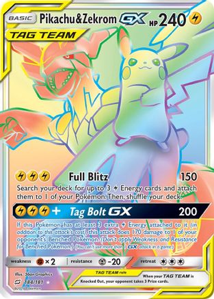 Pikachu & Zekrom GX (Secret)/181  - Holofoil SM  Team Up - Secret Rare