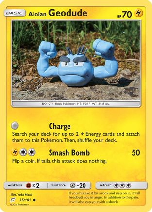 Alolan Geodude (35) 035/181  - Reverse Holofoil SM  Team Up - Common