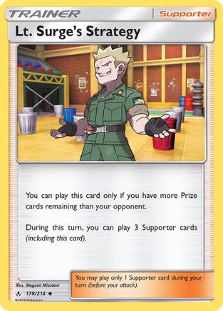 Lt. Surge's Strategy 178/214  - Reverse Holofoil SM  Unbroken Bonds - Uncommon