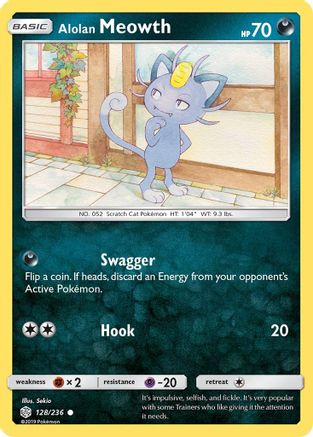 Alolan Meowth 128/236  SM  Cosmic Eclipse - Common