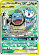 Blastoise & Piplup GX (Alternate Full Art) 215/236  - Holofoil SM  Cosmic Eclipse - Ultra Rare