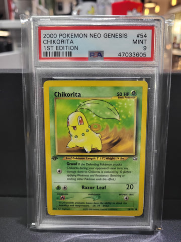 Chikorita 1st Edition #54 - PSA 9