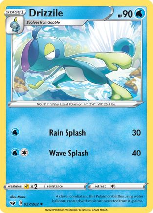 Drizzile (057) 057/202  - Reverse Holofoil SWSH01 Sword & Shield Base Set - Uncommon