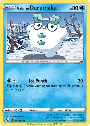 Galarian Darumaka 047/192  - Reverse Holofoil SWSH02 Rebel Clash - Common