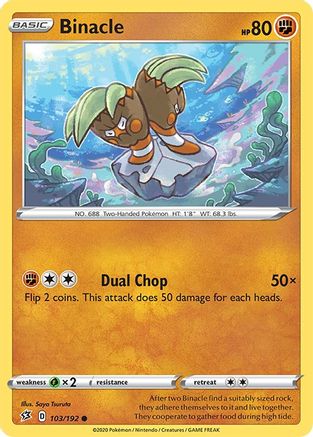 Binacle 103/192  - Reverse Holofoil SWSH02 Rebel Clash - Common