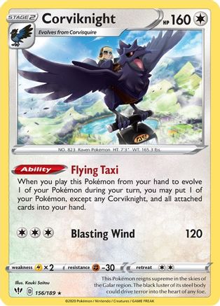Corviknight 156/189 SWSH03 Darkness Ablaze - Holo Rare