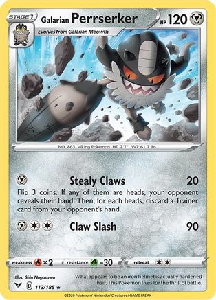 Galarian Perrserker 113/185  SWSH04 Vivid Voltage - Rare