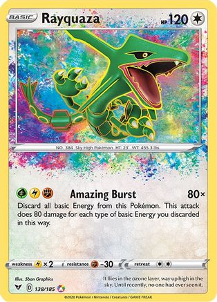 Rayquaza 138/185  - Holofoil SWSH04 Vivid Voltage - Amazing Rare