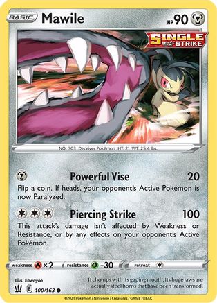 Mawile 100/163  - Reverse Holofoil SWSH05 Battle Styles - Common