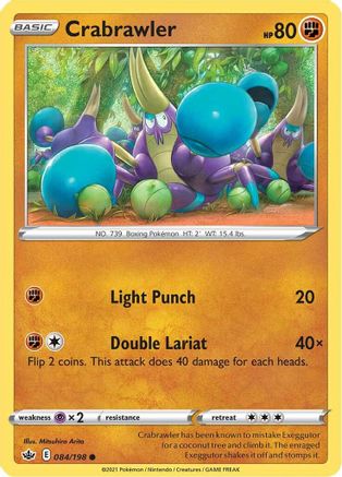 Crabrawler 084/198  - Reverse Holofoil SWSH06 Chilling Reign - Common