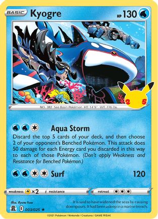 Kyogre 003/025  - Holofoil Celebrations - Holo Rare