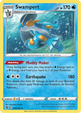 Swampert 064  - Reverse Holofoil SWSH08 Fusion Strike - Holo Rare