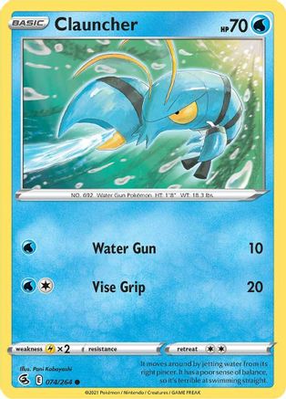 Clauncher 074/264  - Reverse Holofoil SWSH08 Fusion Strike - Common