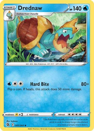 Drednaw 081/264  - Reverse Holofoil SWSH08 Fusion Strike - Uncommon
