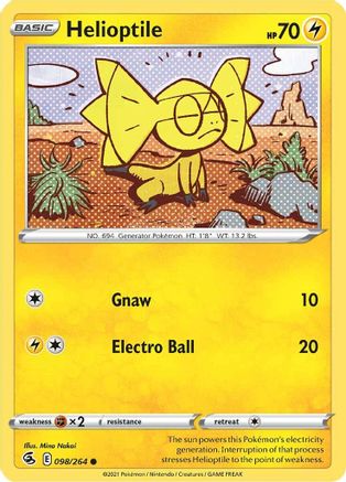 Helioptile 098/264  - Reverse Holofoil SWSH08 Fusion Strike - Common