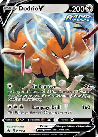 Dodrio V 201/264  - Holofoil SWSH08 Fusion Strike - Ultra Rare