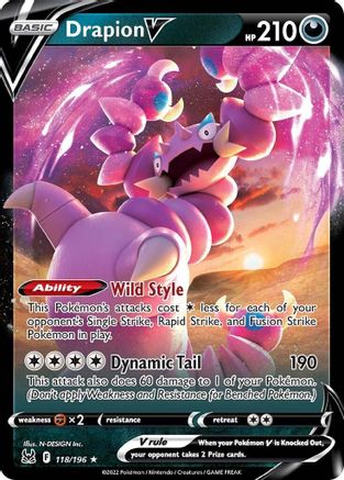 Drapion V 118/196  - Holofoil SWSH11 Lost Origin - Ultra Rare