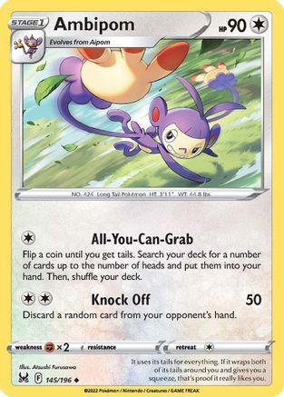 Ambipom 145/196  - Reverse Holofoil SWSH11 Lost Origin - Uncommon