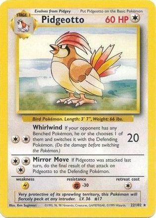 Pidgeotto 022  Base Set - Rare
