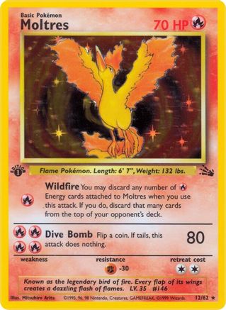 Moltres (12) 012  - Unlimited Holofoil Fossil - Holo Rare