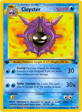 Cloyster 032/62  - Unlimited Fossil - Uncommon