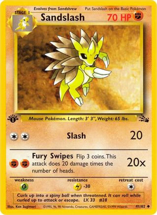Sandslash 041/62  - Unlimited Fossil - Uncommon