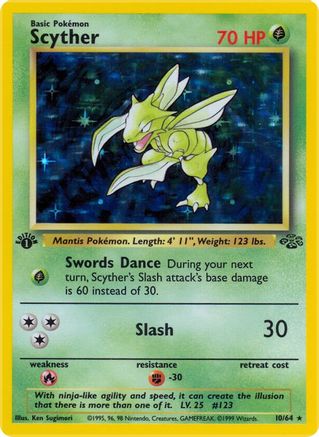 Scyther (10) 010/64  - Unlimited Holofoil Jungle - Holo Rare