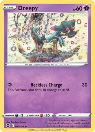 Dreepy 087/195  - Reverse Holofoil SWSH12 Silver Tempest - Common