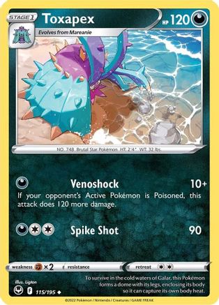 Toxapex 115/195  - Reverse Holofoil SWSH12 Silver Tempest - Uncommon