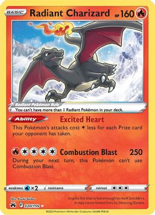 Radiant Charizard 020  - Holofoil Crown Zenith - Radiant Rare