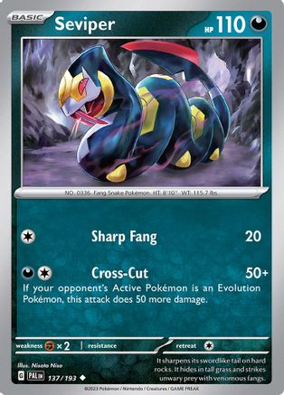 Seviper 137/193  - Reverse Holofoil SV02 Paldea Evolved - Uncommon