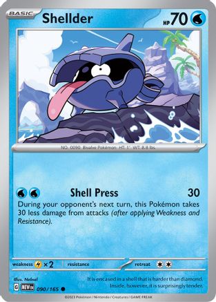 Shellder 090/165  - Reverse Holofoil SV Scarlet & Violet 151 - Common