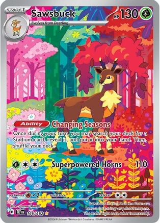 Sawsbuck 166/162  - Holofoil SV05 Temporal Forces - Illustration Rare