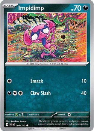Impidimp 094/142  - Reverse Holofoil SV07 Stellar Crown - Common