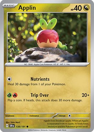 Applin 138/191  - Reverse Holofoil SV08 Surging Sparks - Common
