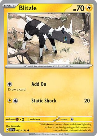 Blitzle 062/191  - Reverse Holofoil SV08 Surging Sparks - Common