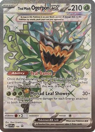 Teal Mask Ogerpon ex 166 - Holofoil SV Scarlet & Violet Promo Cards - Teal Mask Ogerpon ex 166 - Holofoil SV Scarlet & Violet Promo Cards -